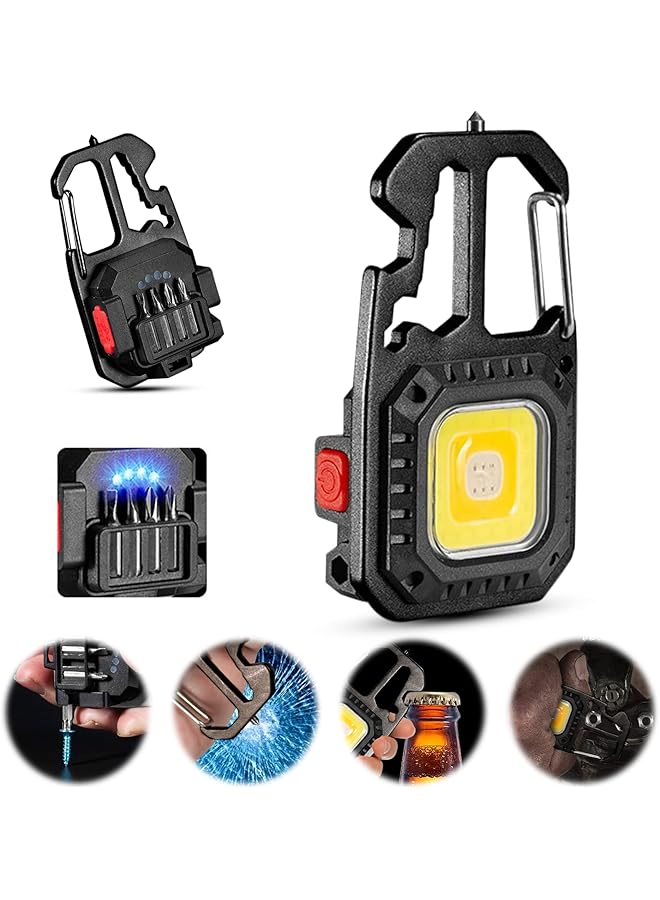 YARDHOBI Mini LED Flashlight Waterproof COB Keychain Flashlights 7 Light Modes Portable Pocket Light for Walking Camping Fishing Emergency - Image 1