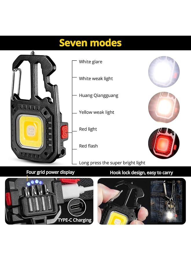 YARDHOBI Mini LED Flashlight Waterproof COB Keychain Flashlights 7 Light Modes Portable Pocket Light for Walking Camping Fishing Emergency - Image 4