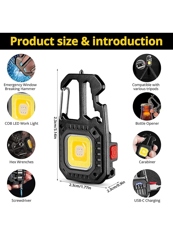 YARDHOBI Mini LED Flashlight Waterproof COB Keychain Flashlights 7 Light Modes Portable Pocket Light for Walking Camping Fishing Emergency - Image 2