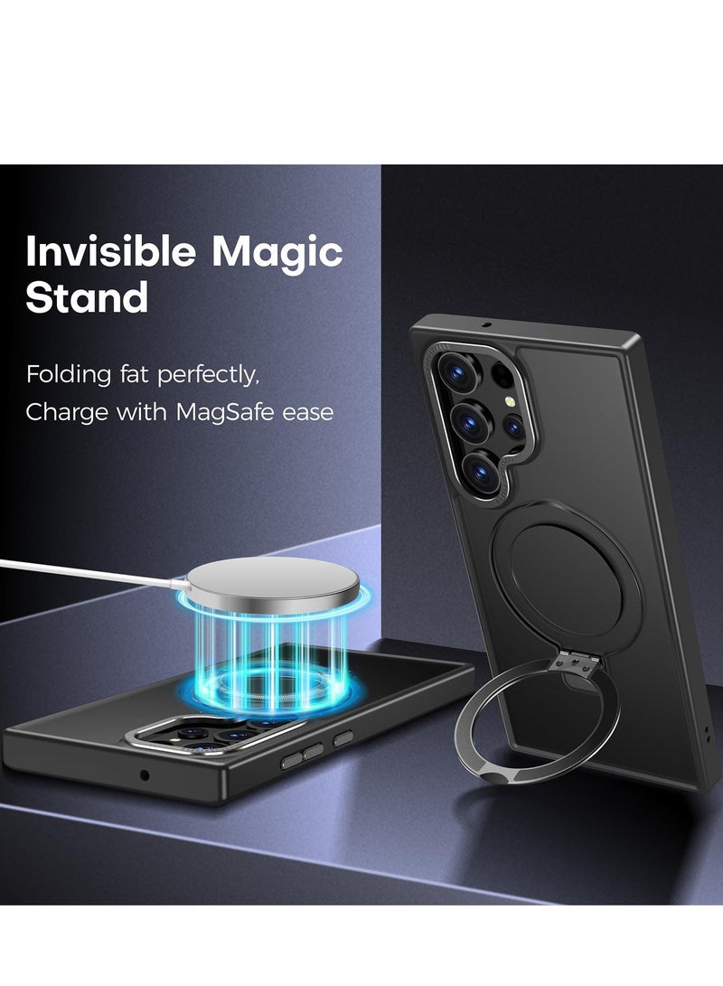Asan Ge for Samsung S23 Ultra Case, Compatible with MagSafe, Magnetic Cover with Invisible Stand, Translucent Matte Back Shockproof Case, Slim Full Protection Phone Case for Galaxy S23 Ultra 5G (Black) - Image 2