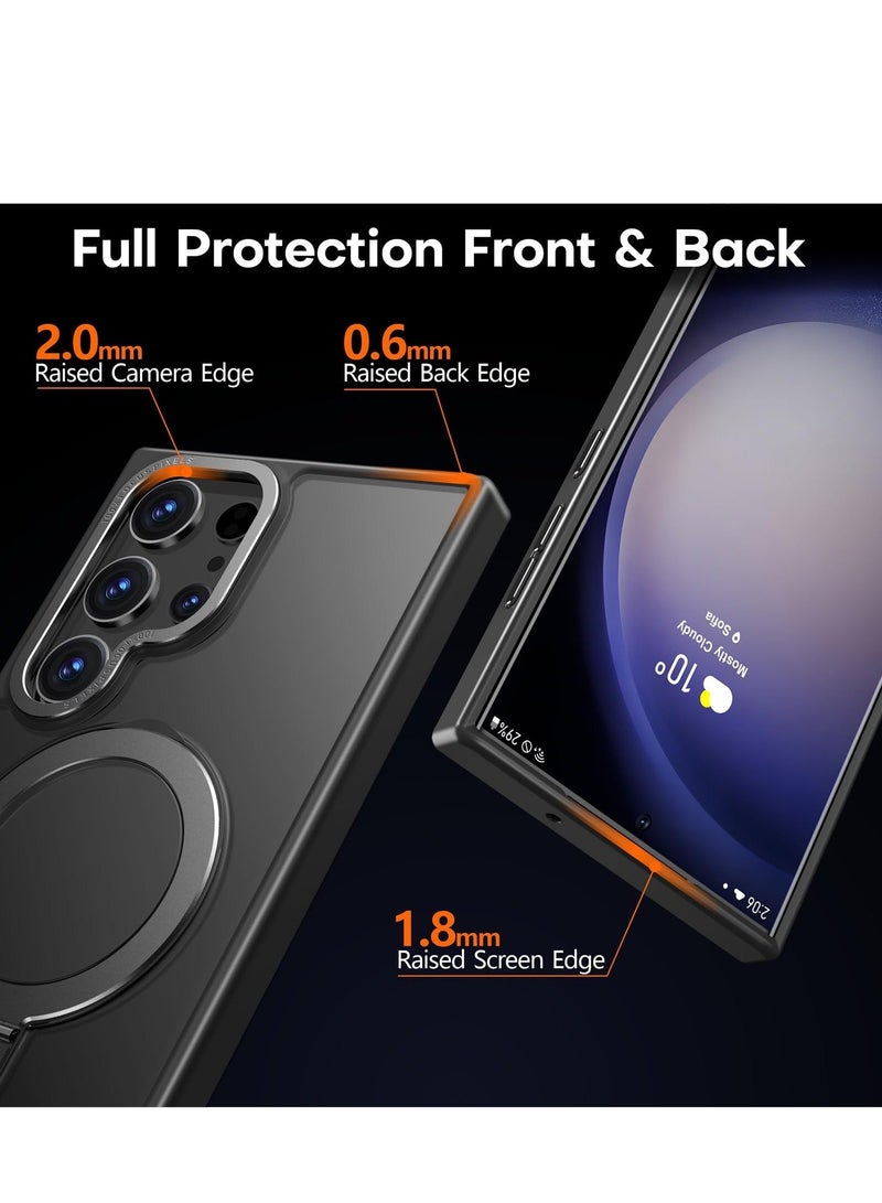 Asan Ge for Samsung S23 Ultra Case, Compatible with MagSafe, Magnetic Cover with Invisible Stand, Translucent Matte Back Shockproof Case, Slim Full Protection Phone Case for Galaxy S23 Ultra 5G (Black) - Image 3