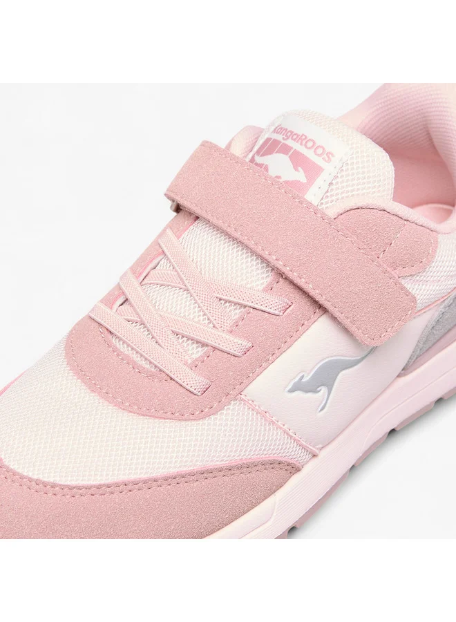 kangaROOS Girls' Logo Embossed Sports Shoes with Hook and Loop Closure