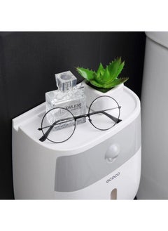 Generic Organize your bathroom in style with this modern multifunctional bathroom organizer! Features a tissue holder, a drawer for personal items, and a mobile phone holder, with double-sided adhesive for easy, no-drill installation — a practical and contemporary addition to any bathroom.  - Image 1