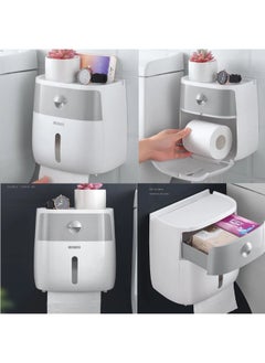 Generic Organize your bathroom in style with this modern multifunctional bathroom organizer! Features a tissue holder, a drawer for personal items, and a mobile phone holder, with double-sided adhesive for easy, no-drill installation — a practical and contemporary addition to any bathroom.  - Image 2