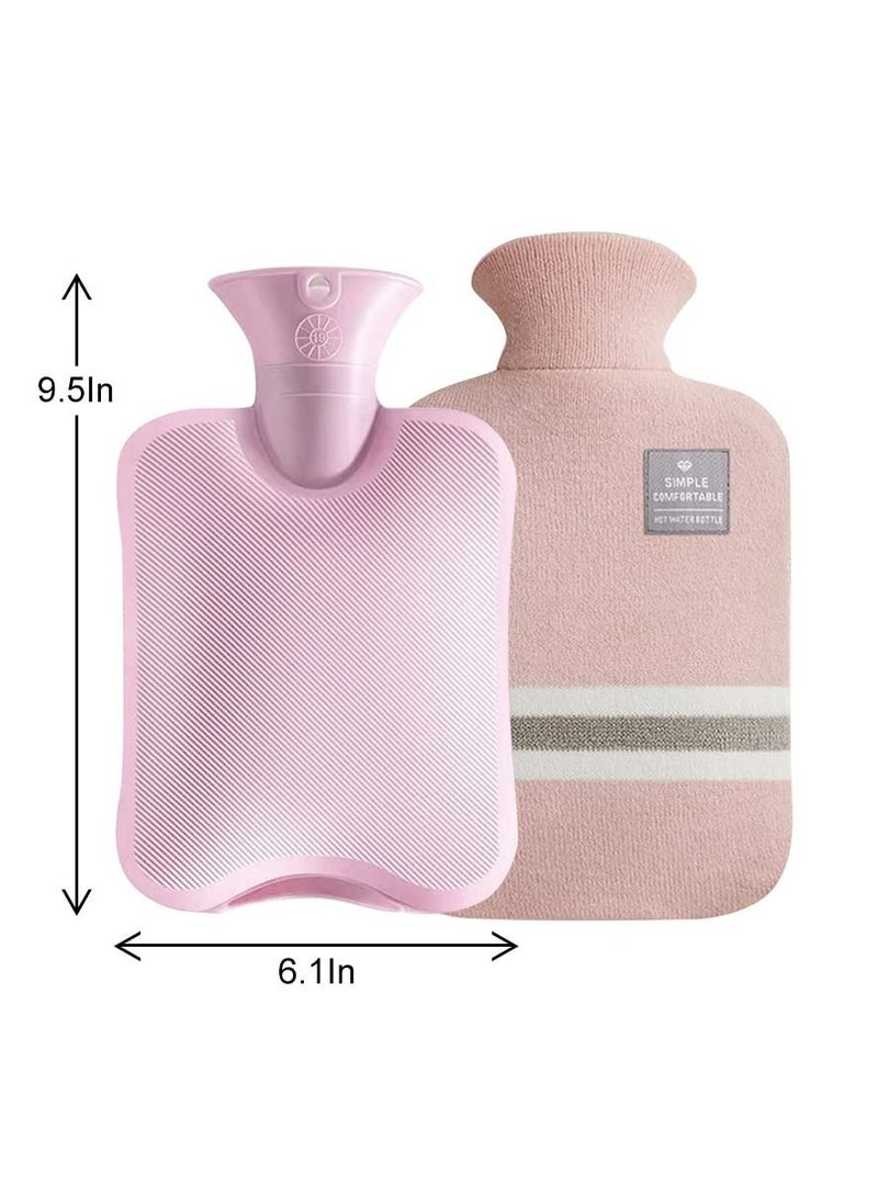 NIBEMINENT Small Hot Water Bottle with Knitted Cover 1L Large Capacity Bag Removable and Washable Soft - Image 2