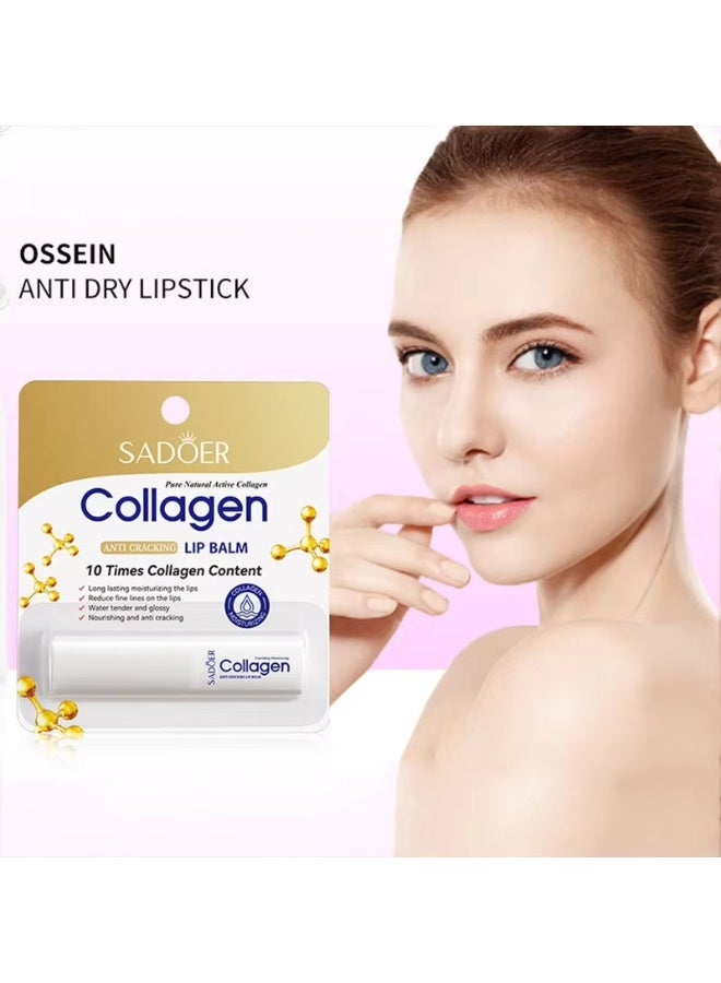 SADOER Pack Of 3 Collagen Anti Cracking Lip Balm 2.7g Moisturizing Hydrating Repairing Soft Smooth Lip Care - Image 5