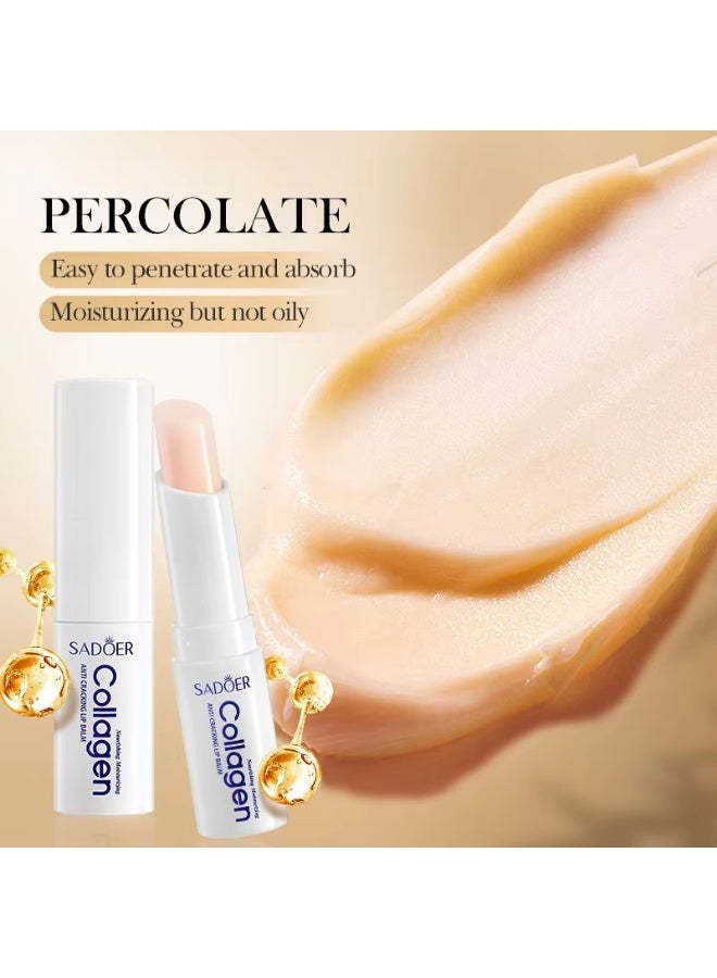 SADOER Pack Of 3 Collagen Anti Cracking Lip Balm 2.7g Moisturizing Hydrating Repairing Soft Smooth Lip Care - Image 2