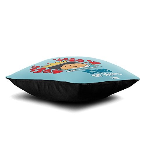Indigifts Valentine Gifts King of Hearts Quote Printed Micro Satin, Fibre Cushion Cover with Filler (Blue, White, 12x12 inches), Couple Gifts for Husband and Wife, Gifts for Men, Gift for Girlfriend - Image 3
