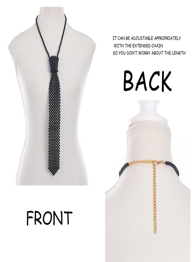 Bmirth Long Pearl Necklace Pearls Neck Tie Black Pearl Necktie Pearl Body Jewelry for Women - Image 5
