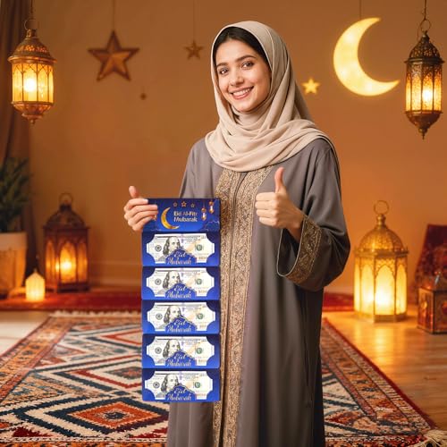 YLQQYL 12 Pack/60 Slots Eid Envelopes for Cash, Eid Mubarak Envelopes Money Holders Bulk with Ramadan Stickers, Ramadan Mubarak Gifts for Kids (12) - Image 5