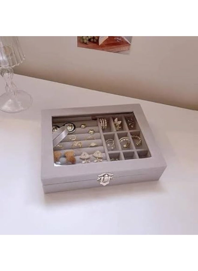 Velvet Jewelry Organizer for Women - Compact Storage Case for Necklaces, Rings, and Earrings - Travel Jewelry Holder with Storage Compartments - Image 2