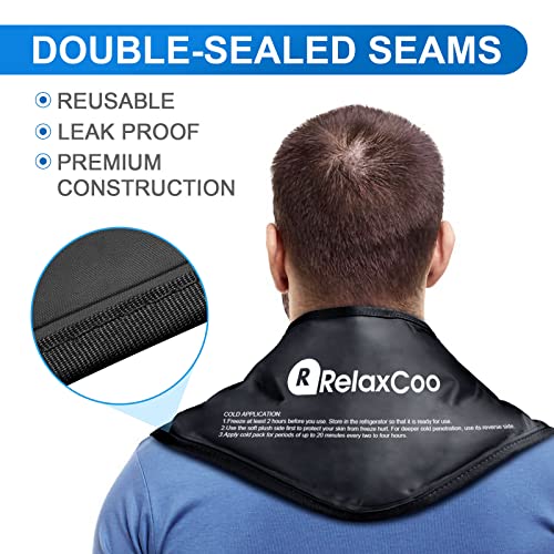 RelaxCoo Neck Ice Pack Wrap, RelaxCoo Reusable Gel Ice Pack for Neck Shoulders, Cold Compress Therapy for Pain Relief, Injuries, Swelling, Bruises, Sprains, Inflammation and Cervical Surgery Recovery - Image 4