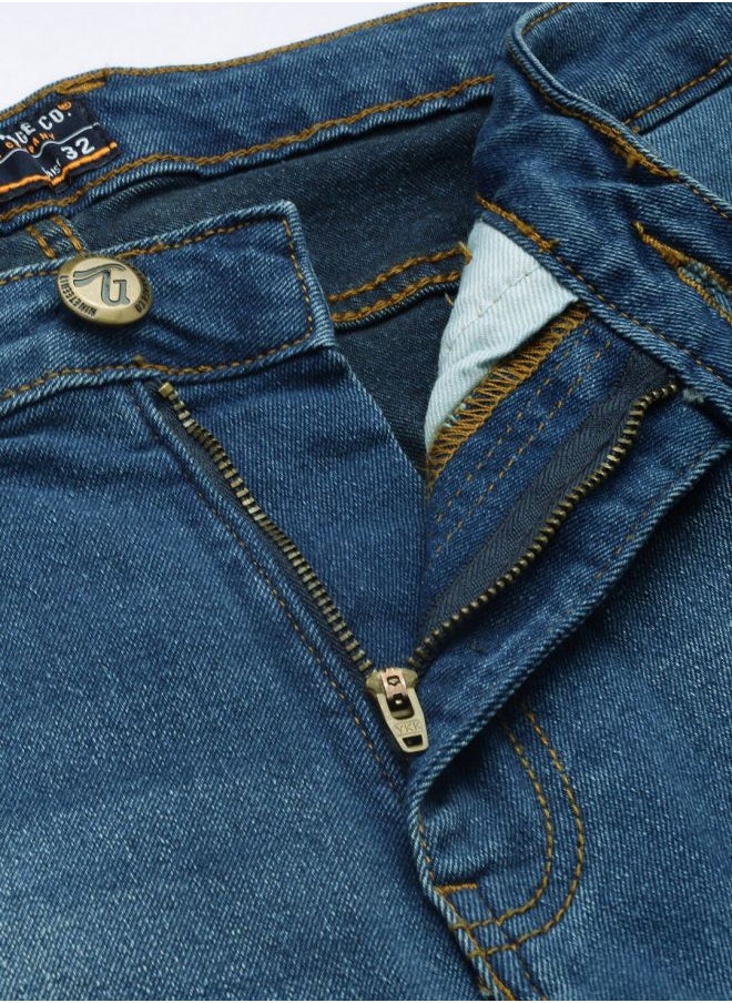 The Indian Garage Co Men Slim Straight Fit Solid Mid-Rise Stretchable Jeans  - Image 3