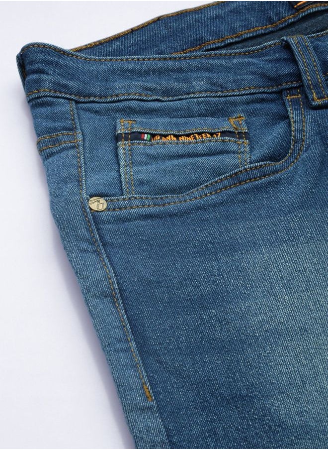 The Indian Garage Co Men Slim Straight Fit Solid Mid-Rise Stretchable Jeans  - Image 4