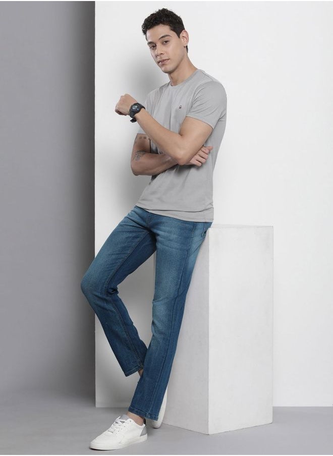 The Indian Garage Co - Men Slim Straight Fit Solid Mid-Rise Stretchable Jeans - Image 1
