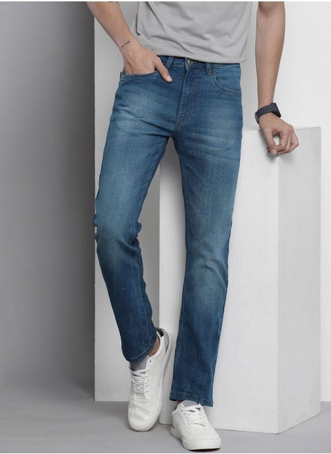 Men Slim Straight Fit Solid Mid-Rise Stretchable Jeans