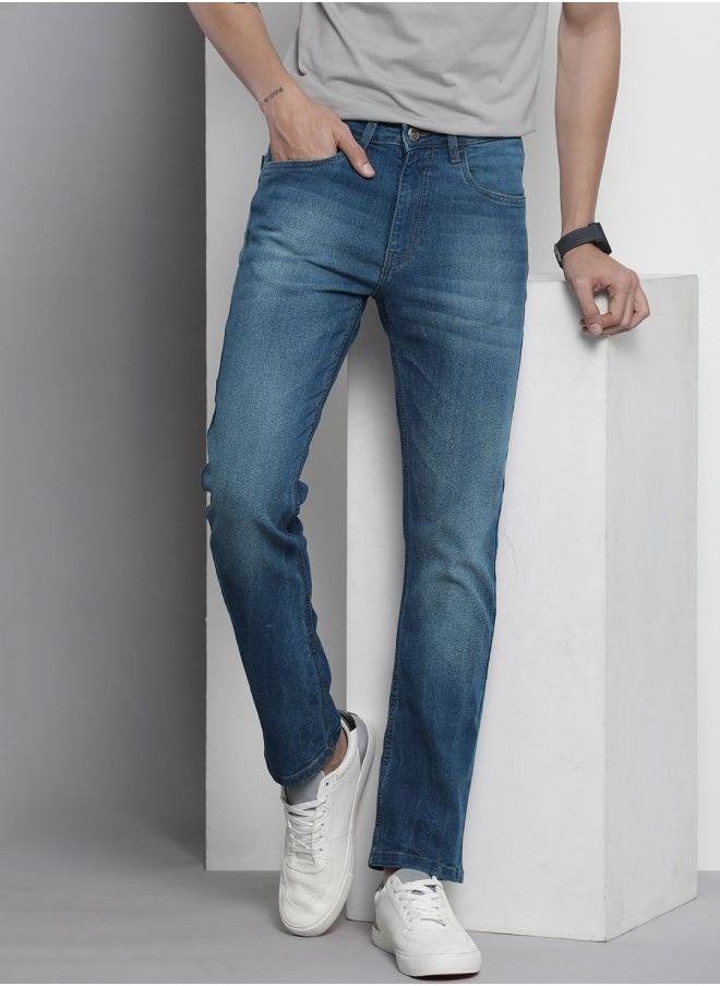 The Indian Garage Co Men Slim Straight Fit Solid Mid-Rise Stretchable Jeans  - Image 1