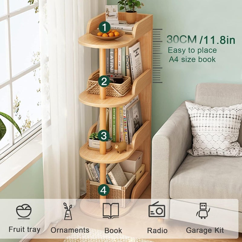 Fohome 4 Tier Bookshelf, Book Shelf Storage Organizer, Freestanding Bookcase, Modern Book Shelf for Bedroom, Living Room and Home Office, Easy to Assemble, Nature - Image 3