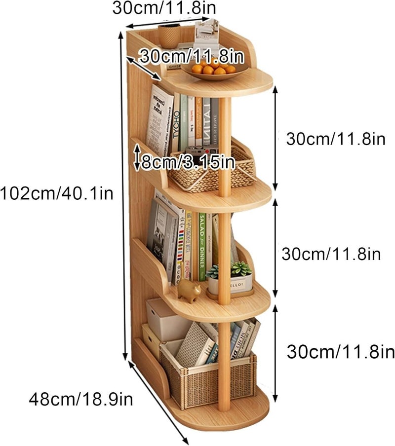 Fohome 4 Tier Bookshelf, Book Shelf Storage Organizer, Freestanding Bookcase, Modern Book Shelf for Bedroom, Living Room and Home Office, Easy to Assemble, Nature - Image 2
