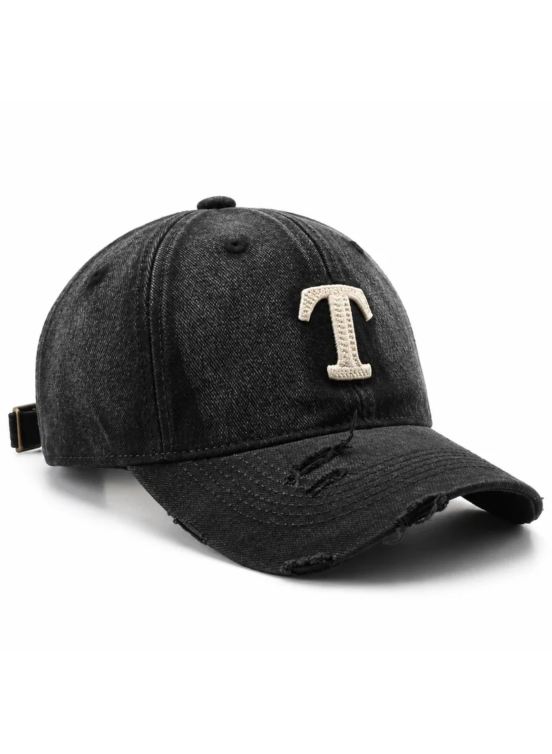 Thugfit Vintage Washed Distressed Baseball Cap with 'T' Letter, Grey
