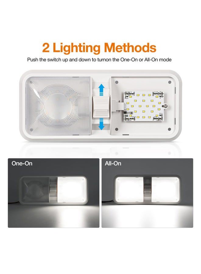 Aaleds RV Led Lights Interior 12v Volt Fixtures, 1000LM 8W Camper Light For Inside, Rv Ceiling Dome Lamp Led 12v With Switch For RV/Camper/Trailer/Boat (Natural White,4000K-4500K,5pack). - Image 2