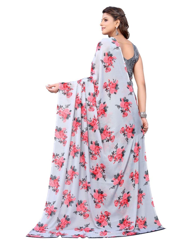 Yashika Women's Jacquard Georgette Saree (JALSA Grey_W - Image 4