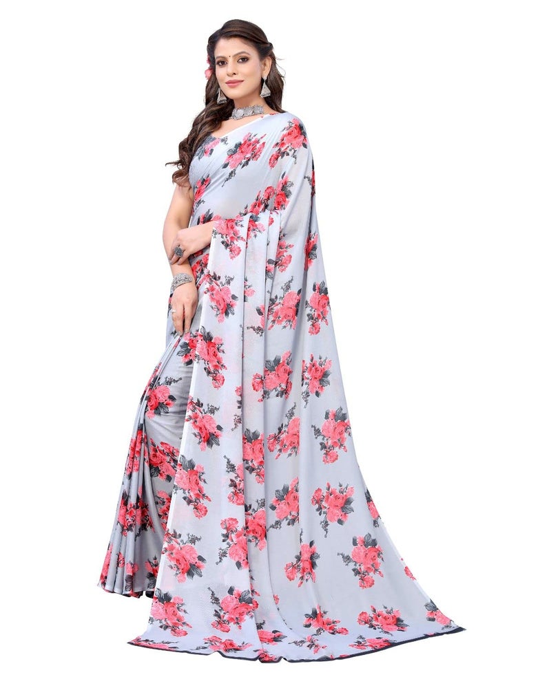 Yashika Women's Jacquard Georgette Saree (JALSA Grey_W - Image 3