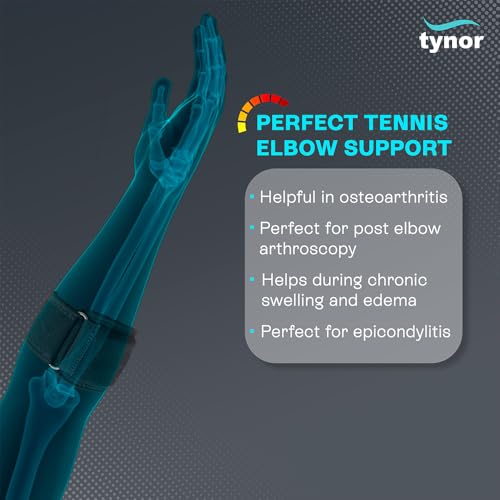 TYNOR Tennis Elbow Support for Men & Women, Adjustable Elbow Strap Pain Relief with Compression Pad Elbow Arm Band Wrap for Weightlifting Tendonitis Forearm Brace Straps X-Large, 1 Unit - Image 2