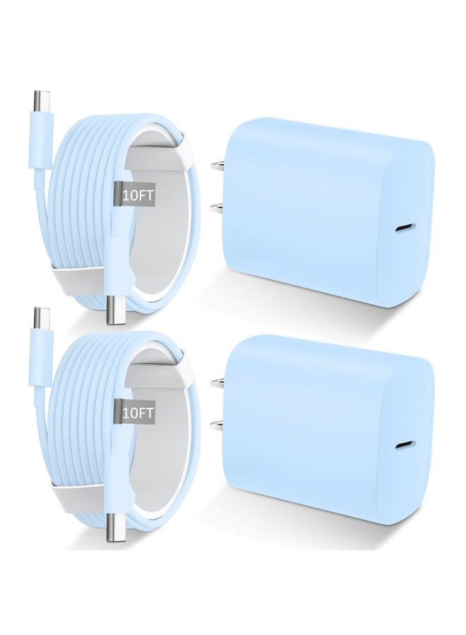 DiHines 2-Pack 10 FT Long USB C to USB C Charging Cable, Phone Charger Cord with Block - Image 1