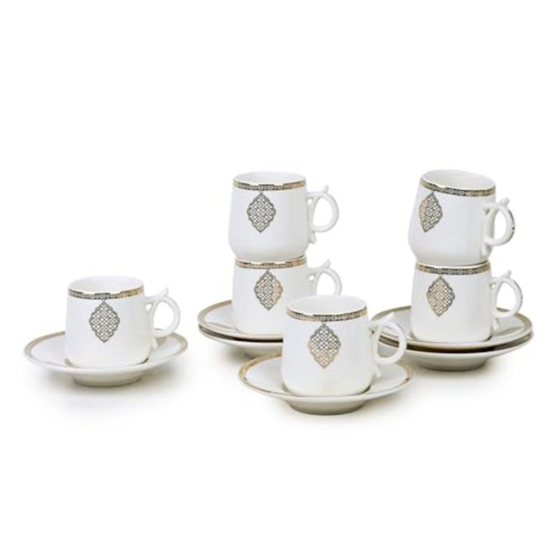 Porcelain Zain Coffee Cup Saucer Set for Home/Office Use, White, Durable and Heat-Retaining - Image 1