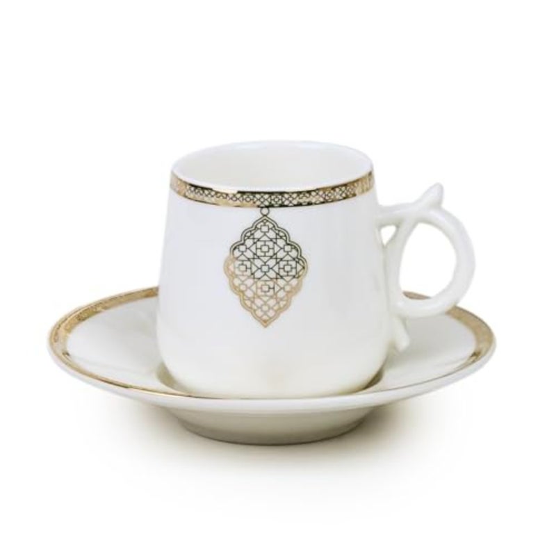 Porcelain Zain Coffee Cup Saucer Set for Home/Office Use, White, Durable and Heat-Retaining - Image 5