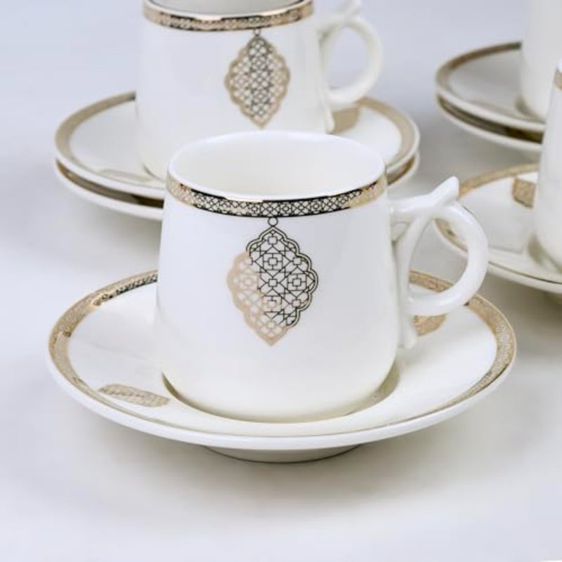Porcelain Zain Coffee Cup Saucer Set for Home/Office Use, White, Durable and Heat-Retaining - Image 3
