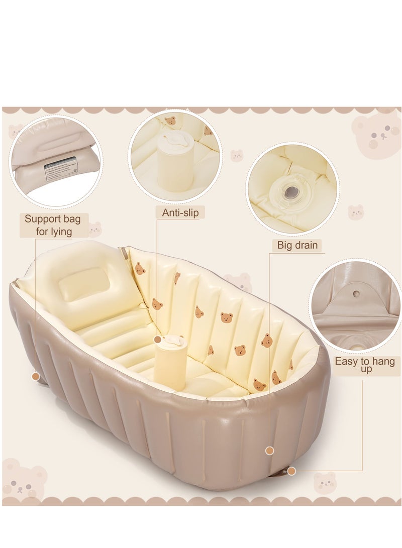 Inflatable Bathtub for Toddlers Portable Baby Tub with Built-in Air Pump Collapsible Design for Easy Storage Perfect for Newborns to Infants - Image 2