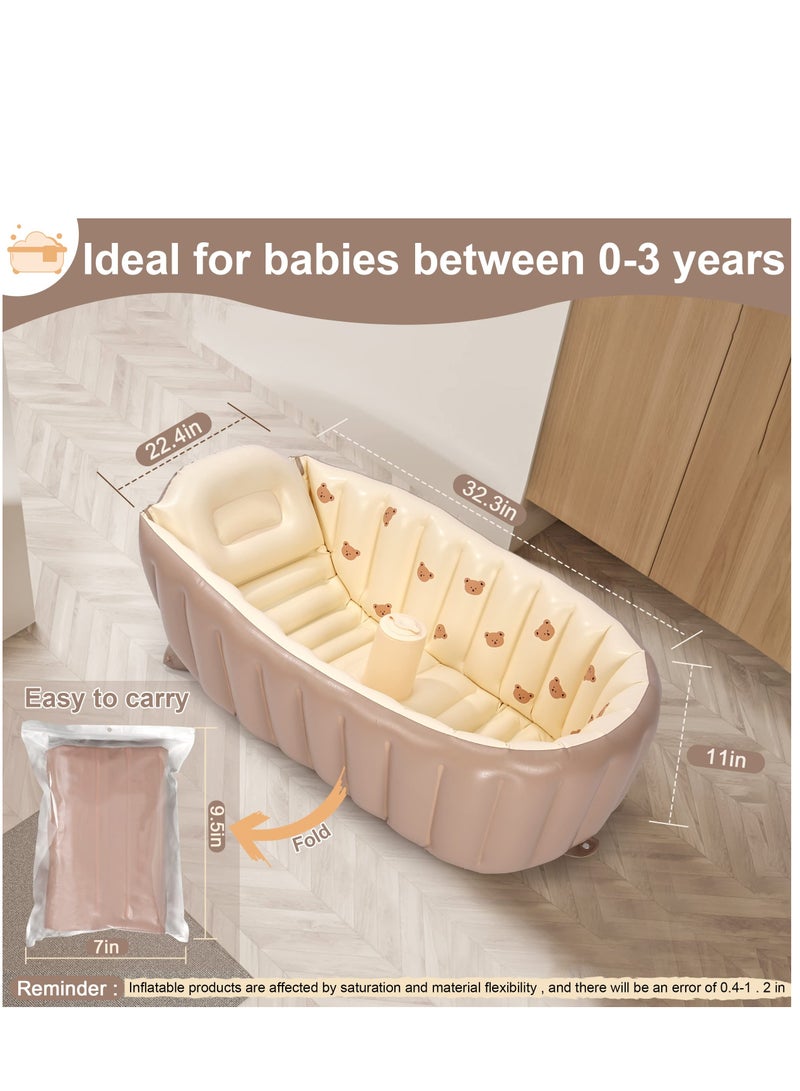 Inflatable Bathtub for Toddlers Portable Baby Tub with Built-in Air Pump Collapsible Design for Easy Storage Perfect for Newborns to Infants - Image 5