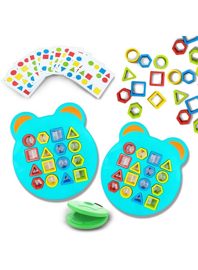Wembley Shape Sorter Matching Board Game Color Sensory Educational Geometric Puzzles Learning Toy for Kids with 12 Cards 24 Patterns - Pack of 2 - Image 1