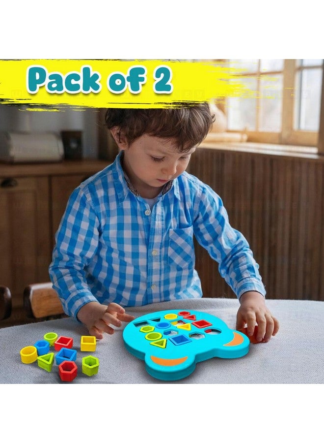 Wembley Shape Sorter Matching Board Game Color Sensory Educational Geometric Puzzles Learning Toy for Kids with 12 Cards 24 Patterns - Pack of 2 - Image 3