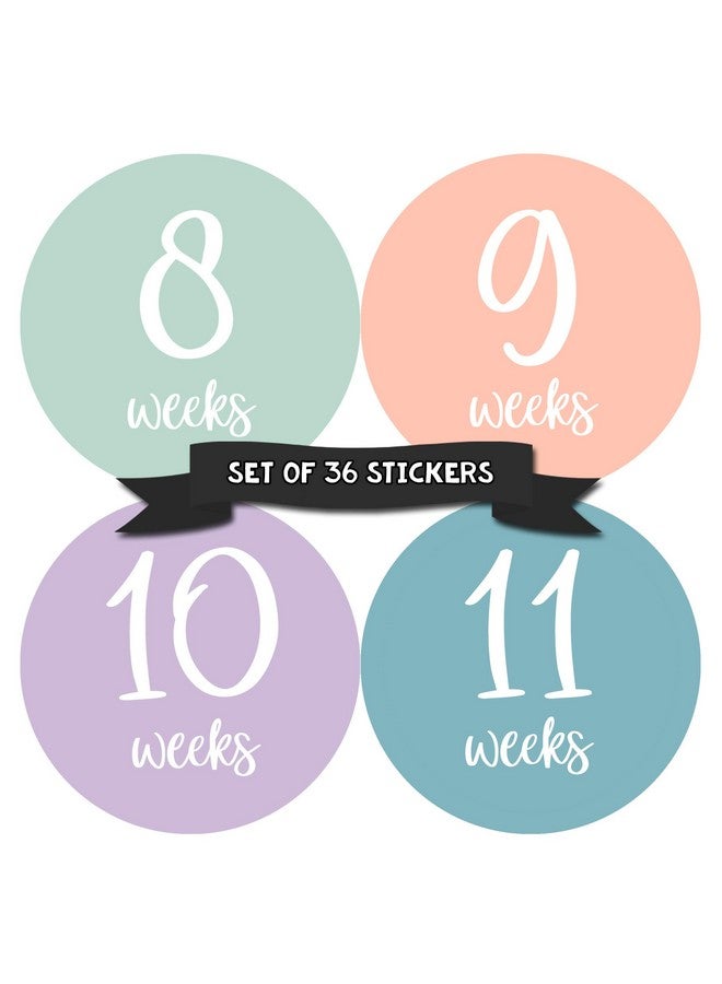 Months In Motion Pregnancy Weekly Belly Growth Stickers, 36 pcs - Purple Pink, Matte Finish, Cloth Surface, for Maternity Photo Sessions & Keepsakes - Image 1
