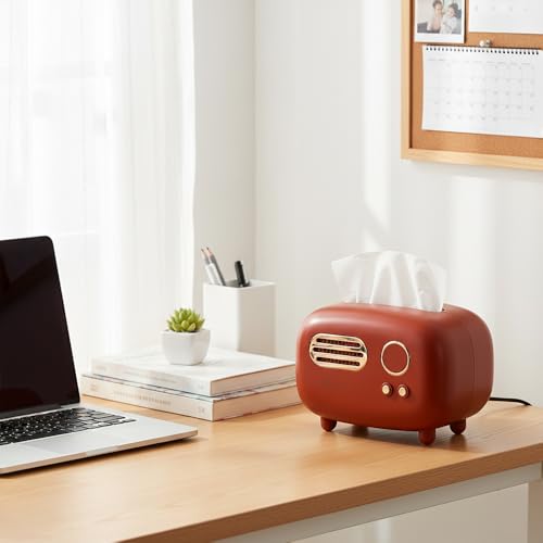 oddpod™ Vintage Retro Medium Tissue Box Holder & Paper Towel Dispenser for Office, Living Room, Bedroom, Night Stand & Desk - Deep Maroon - Image 2