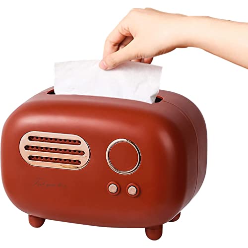 oddpod™ Vintage Retro Medium Tissue Box Holder & Paper Towel Dispenser for Office, Living Room, Bedroom, Night Stand & Desk - Deep Maroon - Image 1