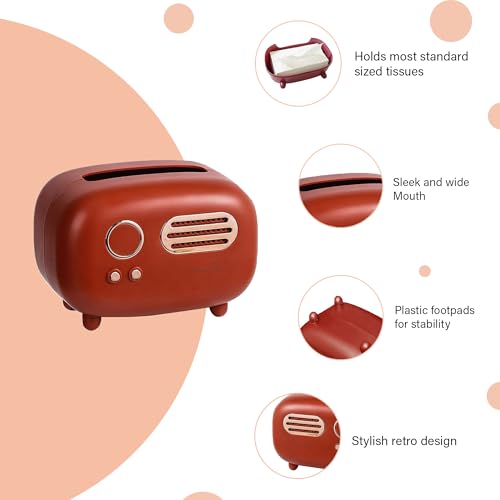 oddpod™ Vintage Retro Medium Tissue Box Holder & Paper Towel Dispenser for Office, Living Room, Bedroom, Night Stand & Desk - Deep Maroon - Image 4