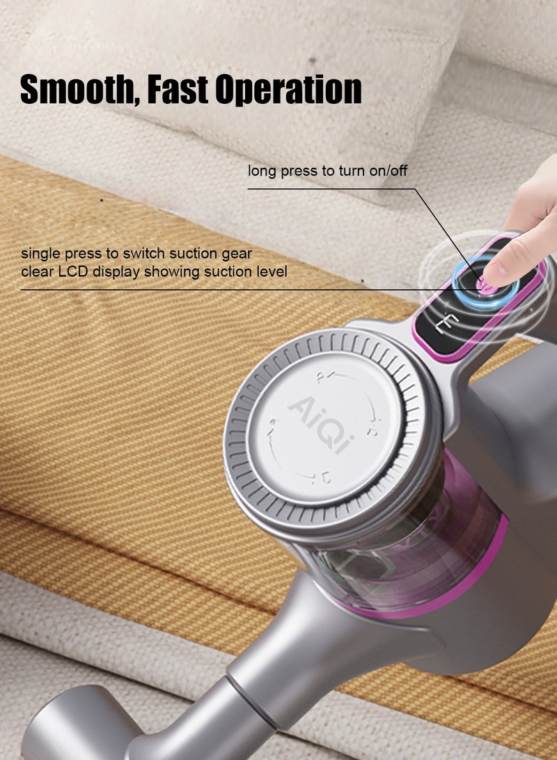AiQi 801 Cordless Vacuum Cleaner – 15000Pa Suction, LCD Display, 3 Smart Modes, 30-Min Runtime, 5-Stage HEPA Filtration, Flexible Head for Floor/Carpet/Gap Cleaning - Image 3