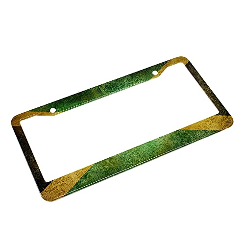 Beabes Jamaica License Plate Frame Auto Tag Frames Old Vintage Jamaican Flag License Plates Holder 2 Holes Grunge Decorative Car Truck Motorcycle License Plates Tag for Men Women - Image 4