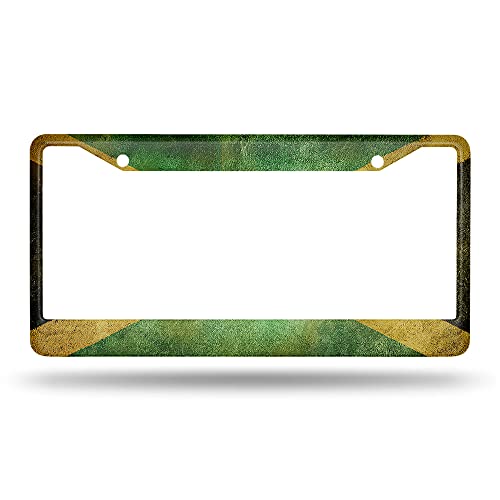 Beabes Jamaica License Plate Frame Auto Tag Frames Old Vintage Jamaican Flag License Plates Holder 2 Holes Grunge Decorative Car Truck Motorcycle License Plates Tag for Men Women - Image 2
