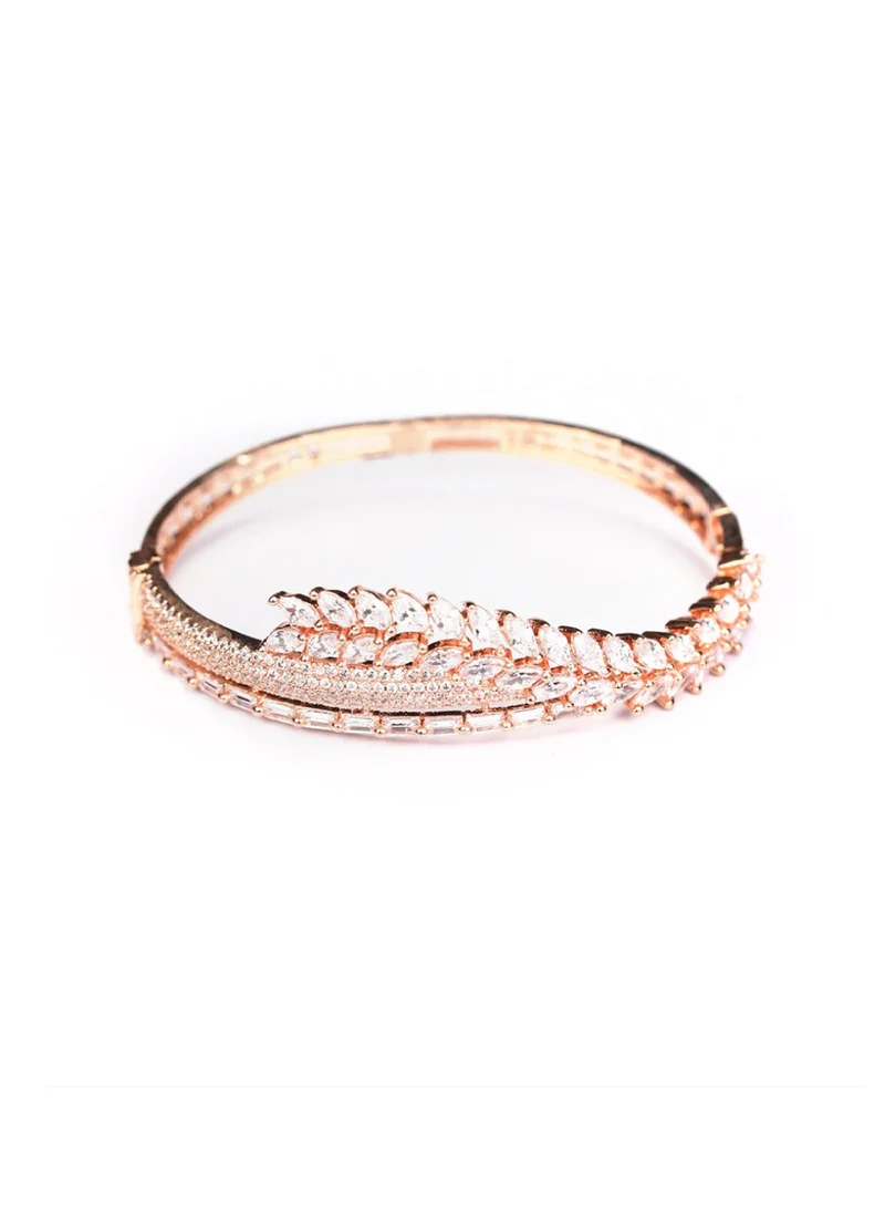 برياسي Women Rose- Toned  Plated American Diamond Studded Handcrafted Kada Bracelet