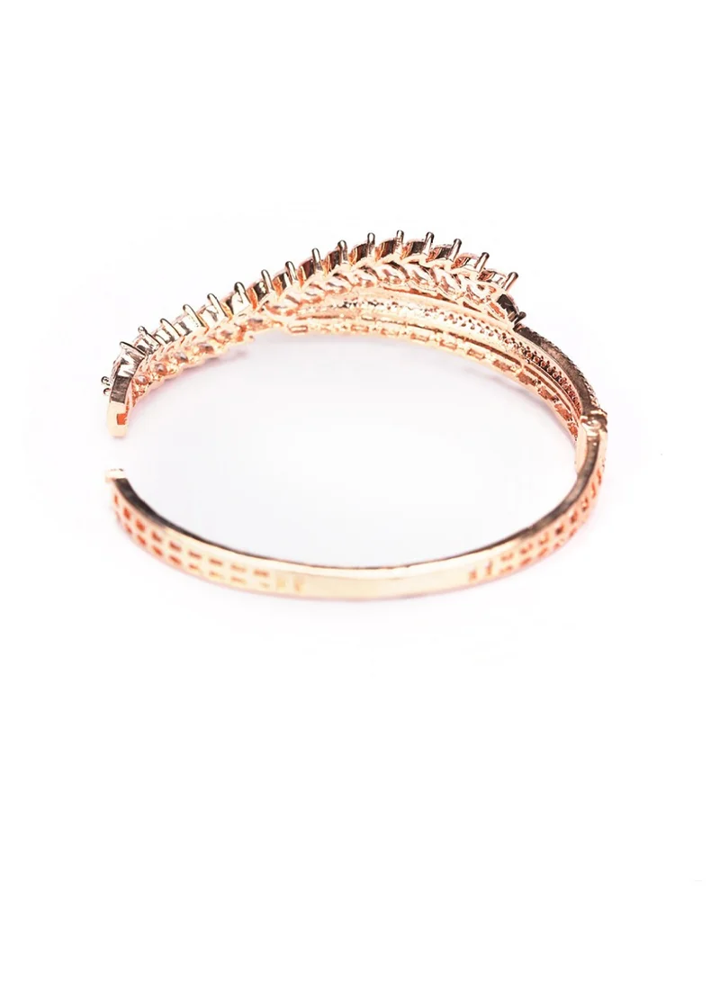 Priyaasi Women Rose- Toned Plated Studded Handcrafted Kada Bracelet