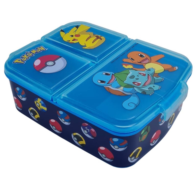 Stor  Pokemon Sandwich Box  Lunch Box for Children Cartoon Pokemon  Lunch and Snack Box for School  3 Compartments  67 x 165 x 195 cm  150 g