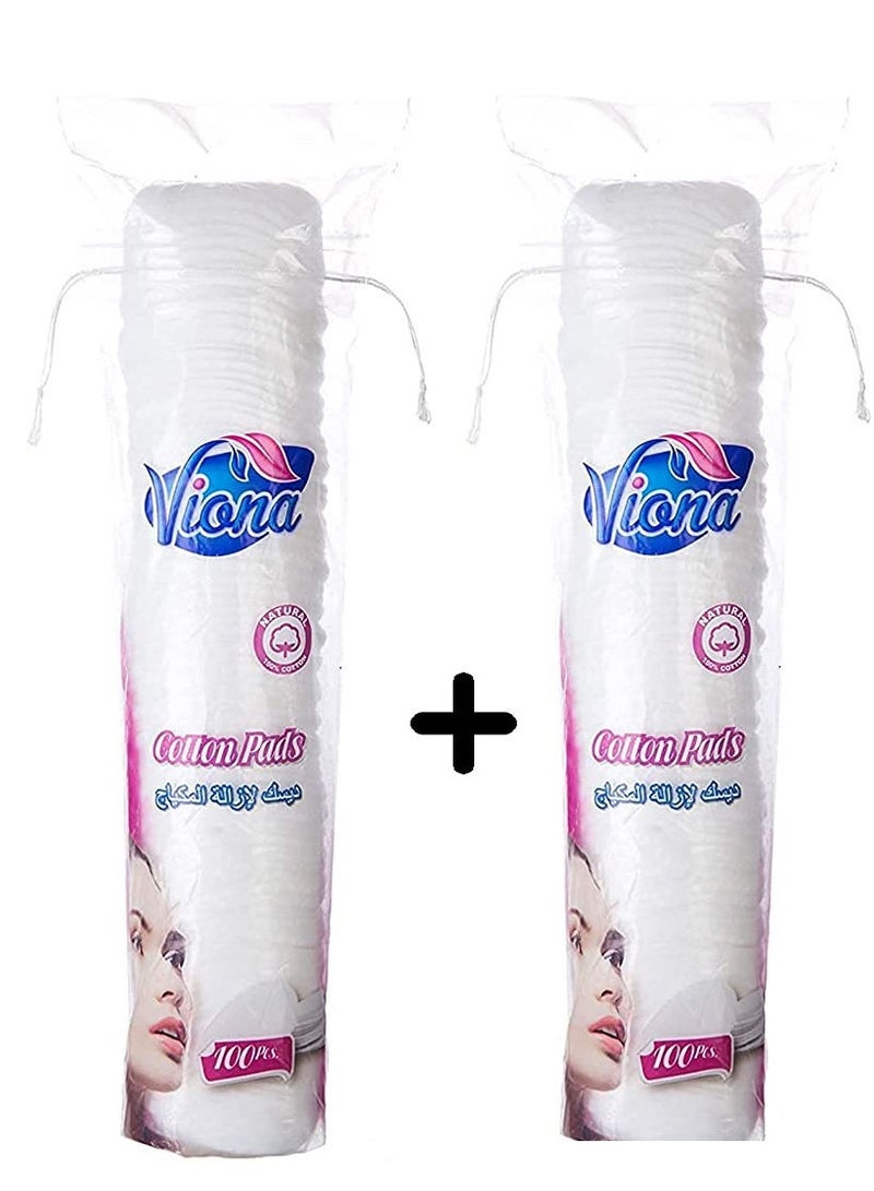 viona 2 Pack 100-Piece Make-Up Remover Cotton Pads White - Image 1