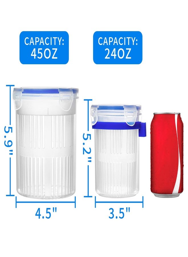 Qiuhome Pickle Jar with Strainer, Pickle Container with Strainer Jalapeno Container Pickle Storage Containers 2 Pcs (24 oz & 45 oz) - Image 2