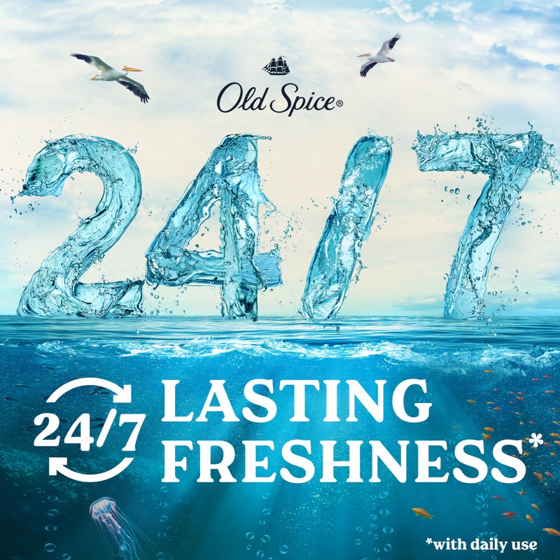 Old Spice أولد سبايس مزيل العرق ومضاد التعرق للرجال، حماية من العرق والرائحة على مدار 24/7، صلب غير مرئي، عميق البحر مع رائحة عناصر المحيط، 2.6 أونصة (عبوة من 2) - Image 4