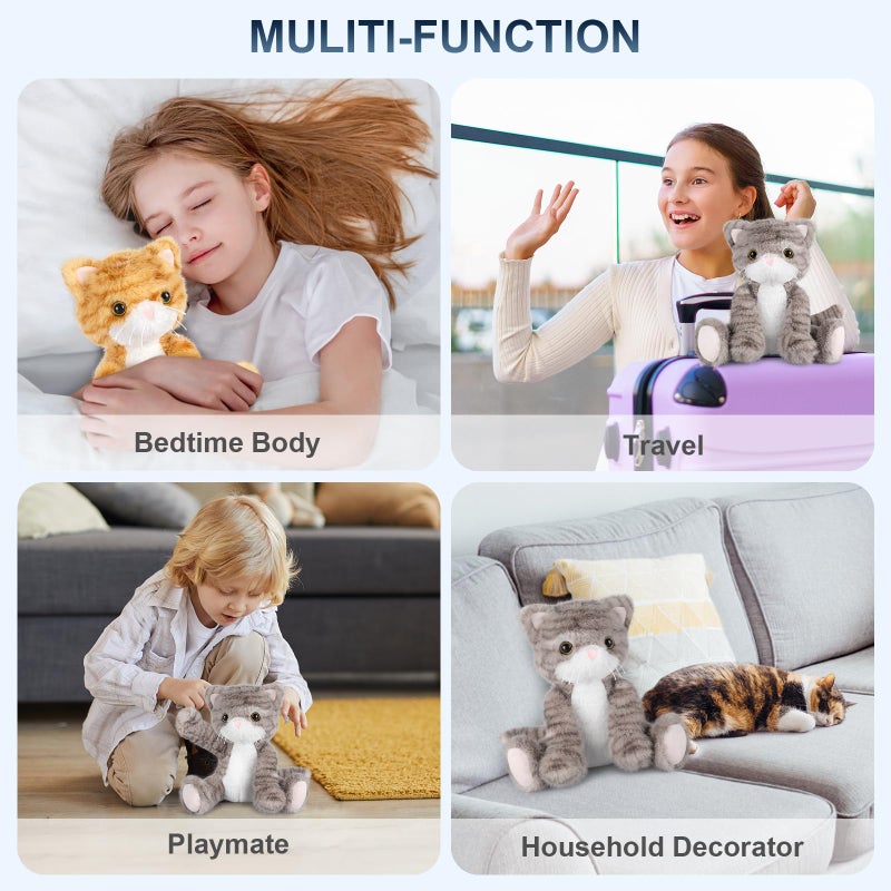 SuzziPals Heatable & Coolable Grey Cat Stuffed Animal, Cat Heating Pad Microwavable for Soothing & Relaxation, Lavender Scented Cat Plush Toy for Stress Relief, Stuffed Cat Toys for Kids - Image 4